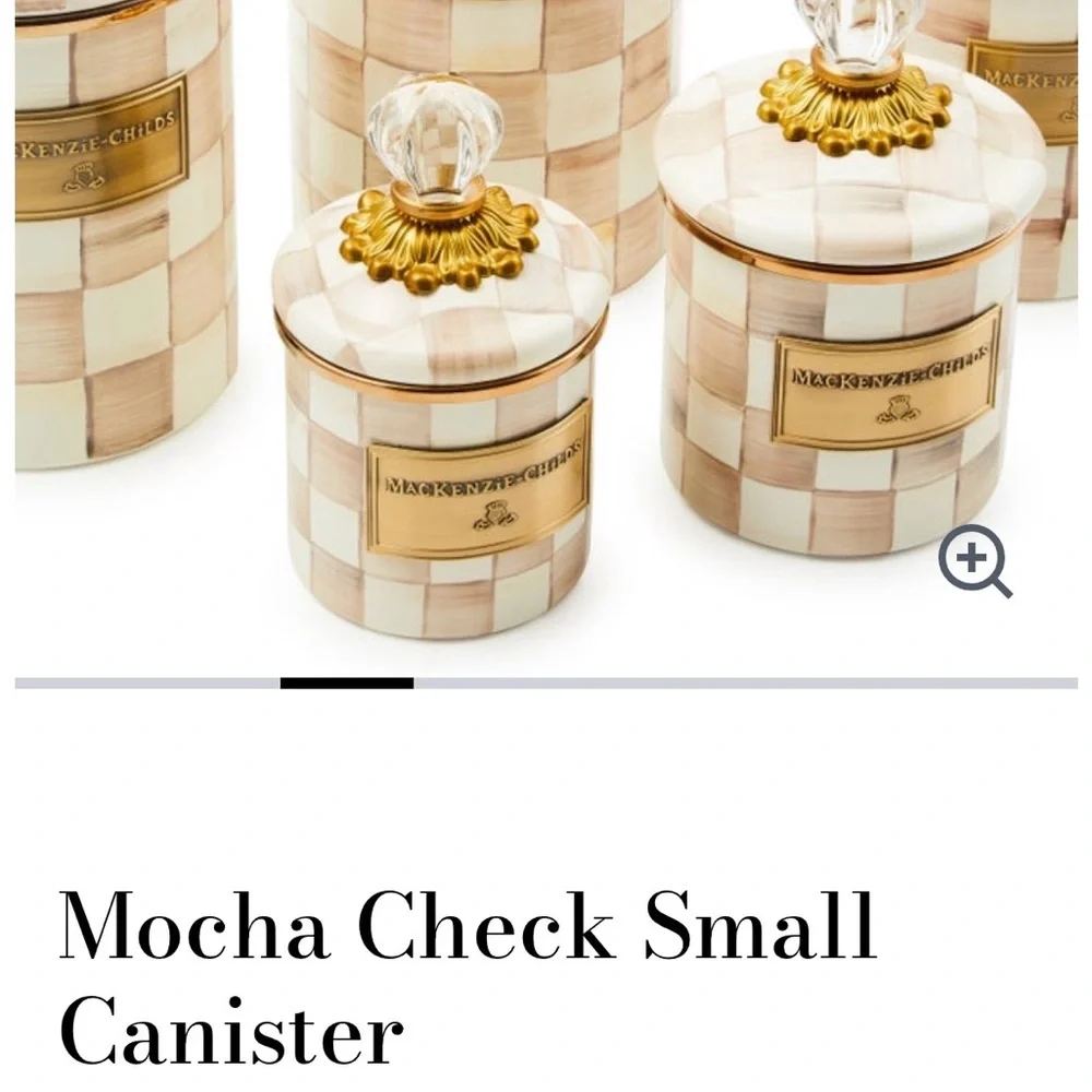 McKenzie-Childs Capiz Tile Canister- Cream & Gold - Picture 5 of 6